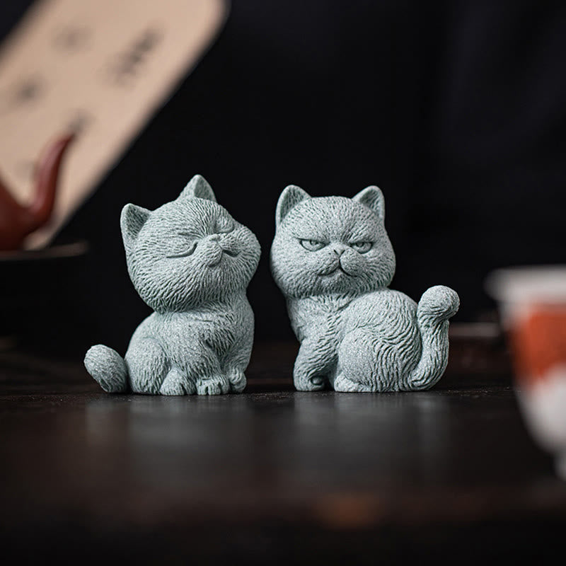 Small Cat Tea Pet Figurine | Spiritual Animal Home Decor