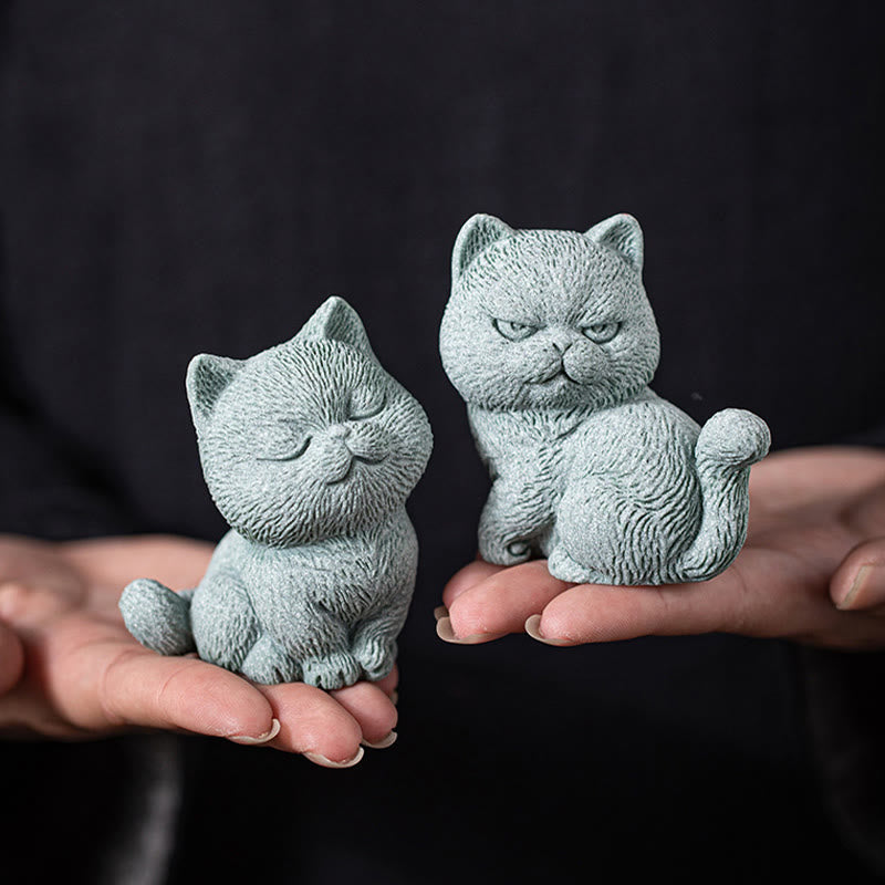 Small Cat Tea Pet Figurine | Spiritual Animal Home Decor