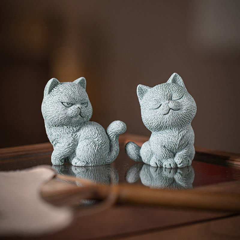 Small Cat Tea Pet Figurine | Spiritual Animal Home Decor