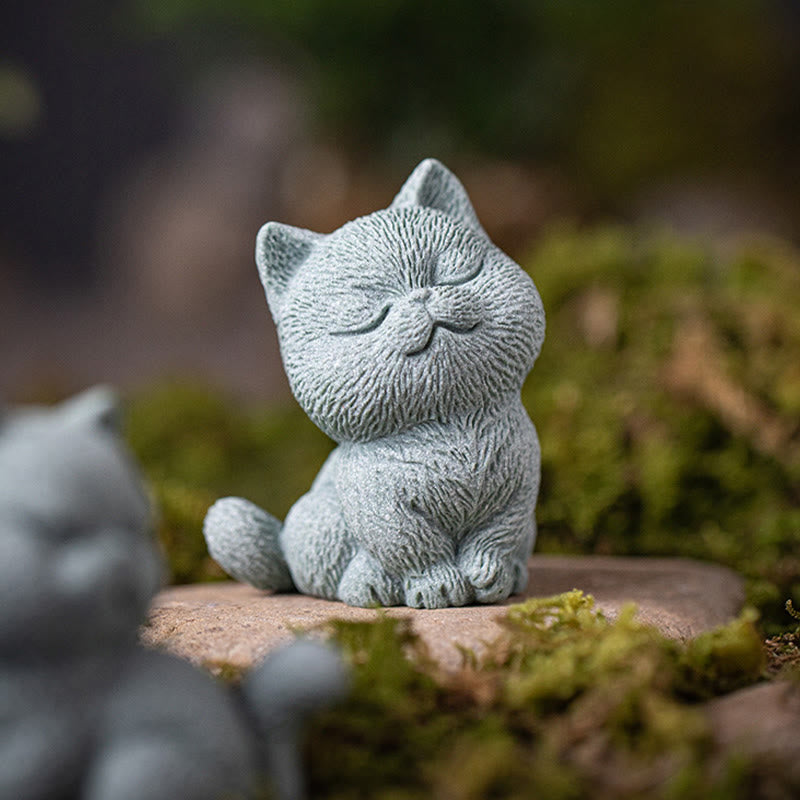 Small Cat Tea Pet Figurine | Spiritual Animal Home Decor