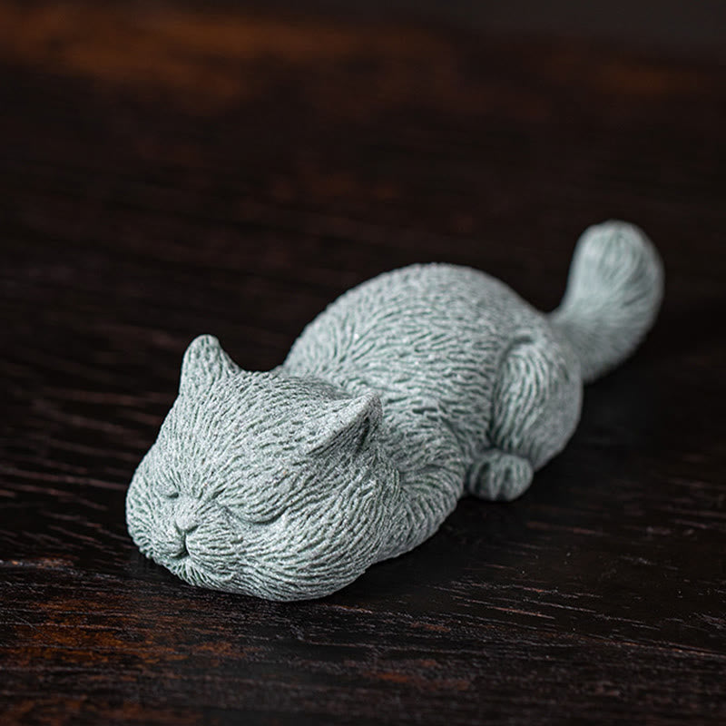 Small Cat Tea Pet Figurine | Spiritual Animal Home Decor