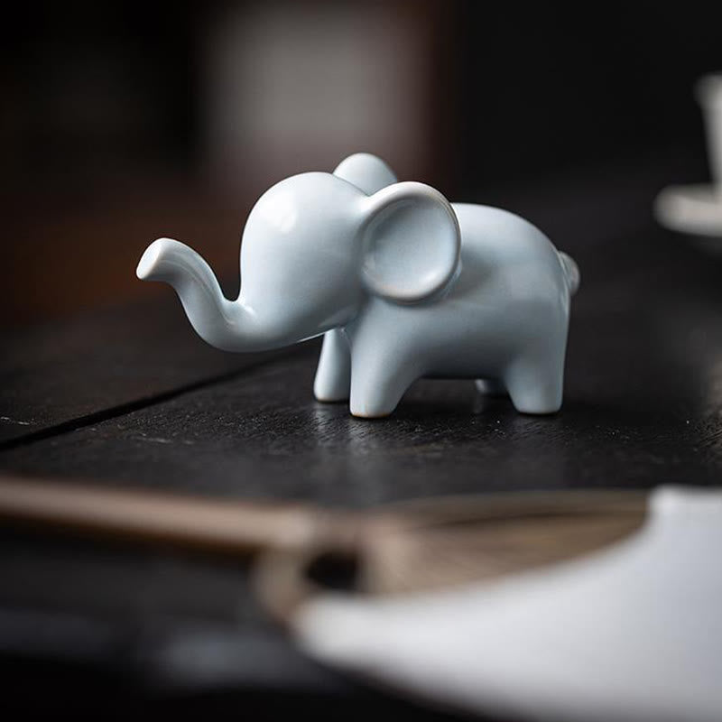 Small Ceramic Elephant Figurine for Spiritual Decor