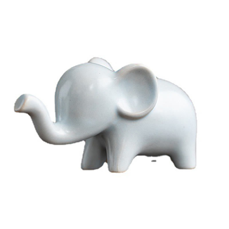 Small Ceramic Elephant Figurine for Spiritual Decor