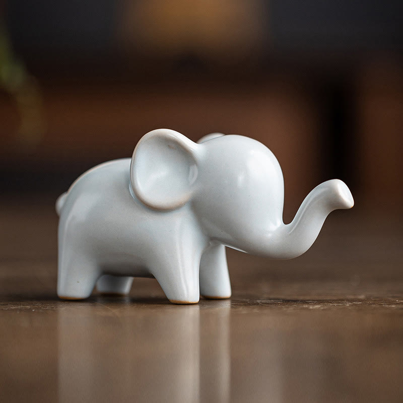 Small Ceramic Elephant Figurine for Spiritual Decor