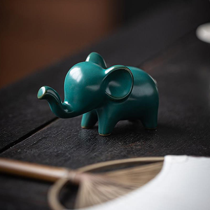 Small Ceramic Elephant Figurine for Spiritual Decor