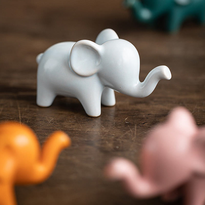 Small Ceramic Elephant Figurine for Spiritual Decor
