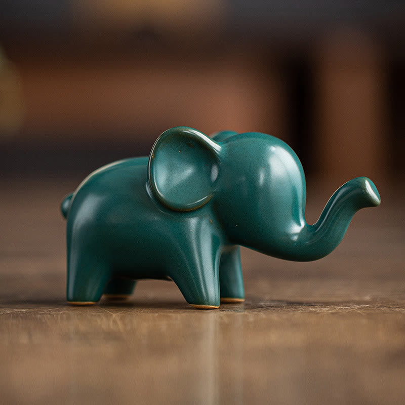 Small Ceramic Elephant Figurine for Spiritual Decor