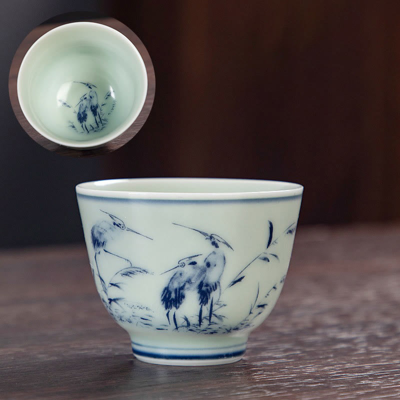 Small Ceramic Tea Cup 50ml | Blue Landscape Handmade Tableware