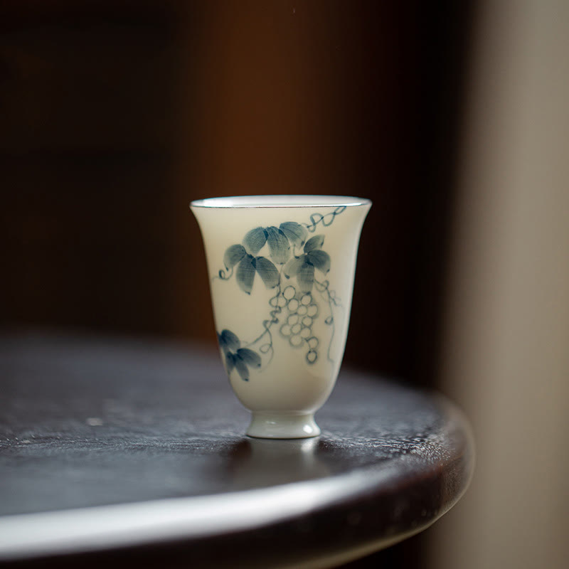 Small Hand Painted Grapes Ceramic Tea Cup 30ml