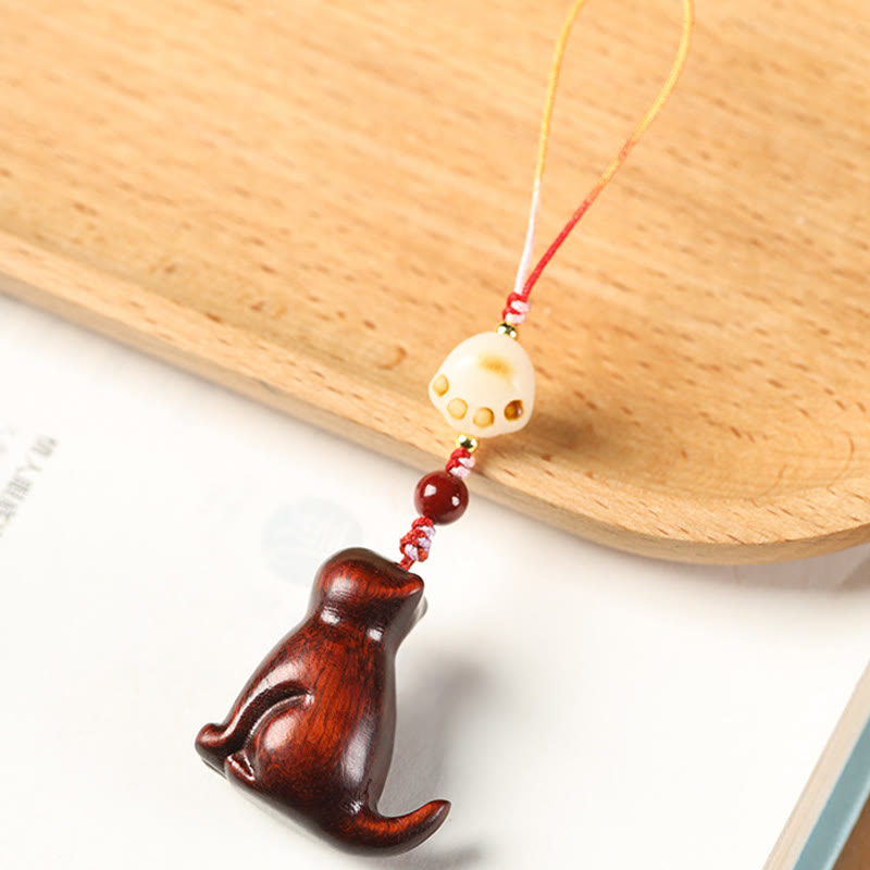 Small Leaf Red Sandalwood Soothing Cat Decoration 11cm