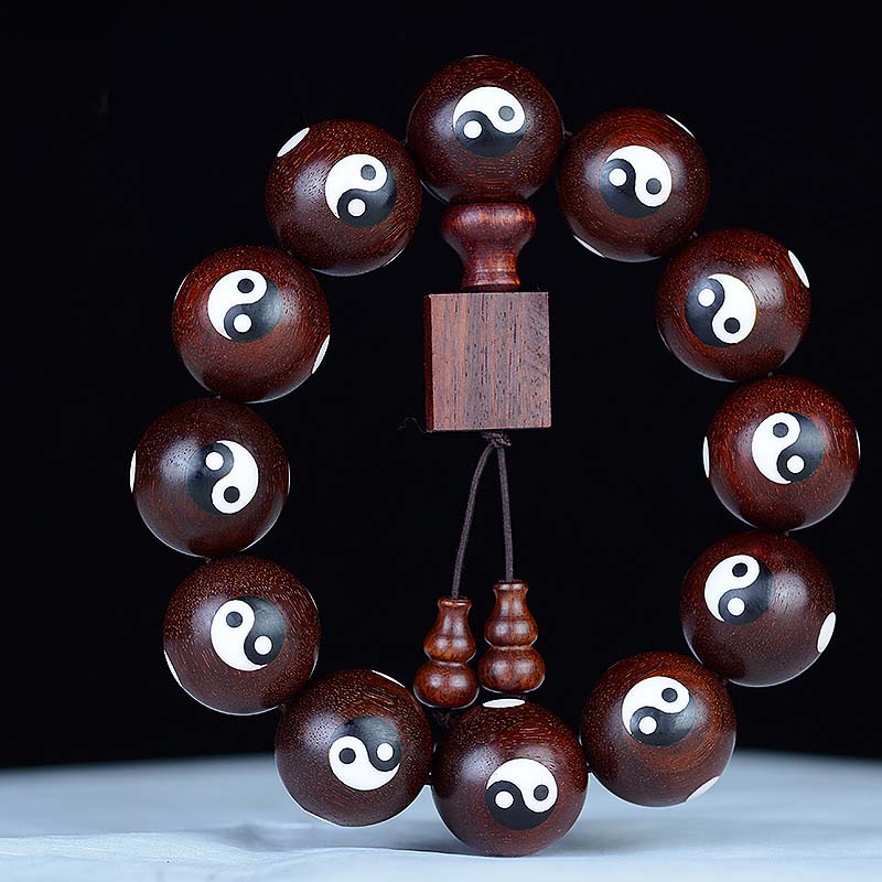 Small Leaf Red Sandalwood Yin Yang Bracelet 20mm