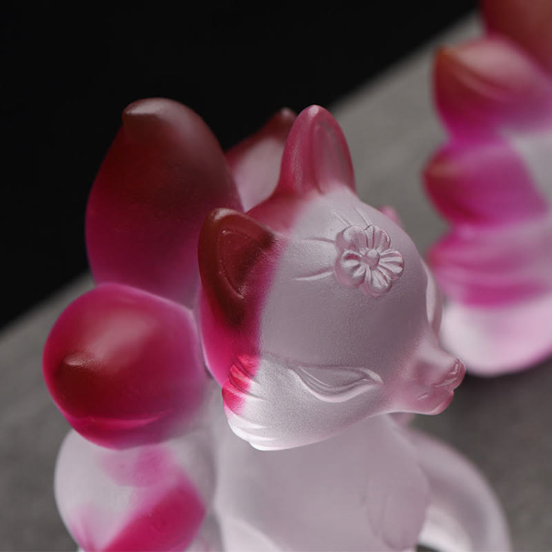 Small Liuli Nine-Tailed Fox Figurine for Success & Strength