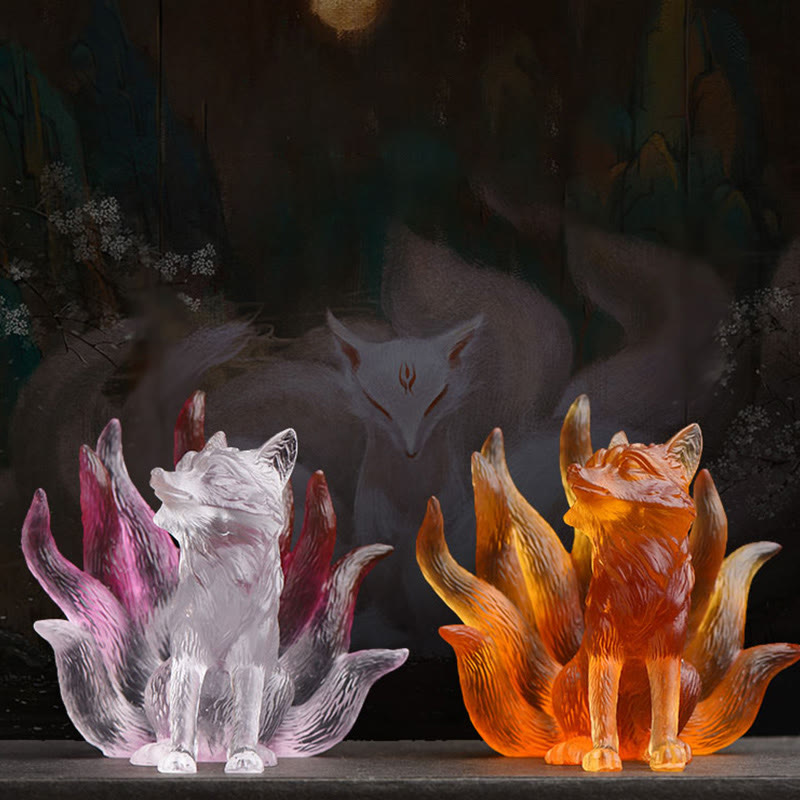 Small Liuli Nine-Tailed Fox Figurine for Success & Strength