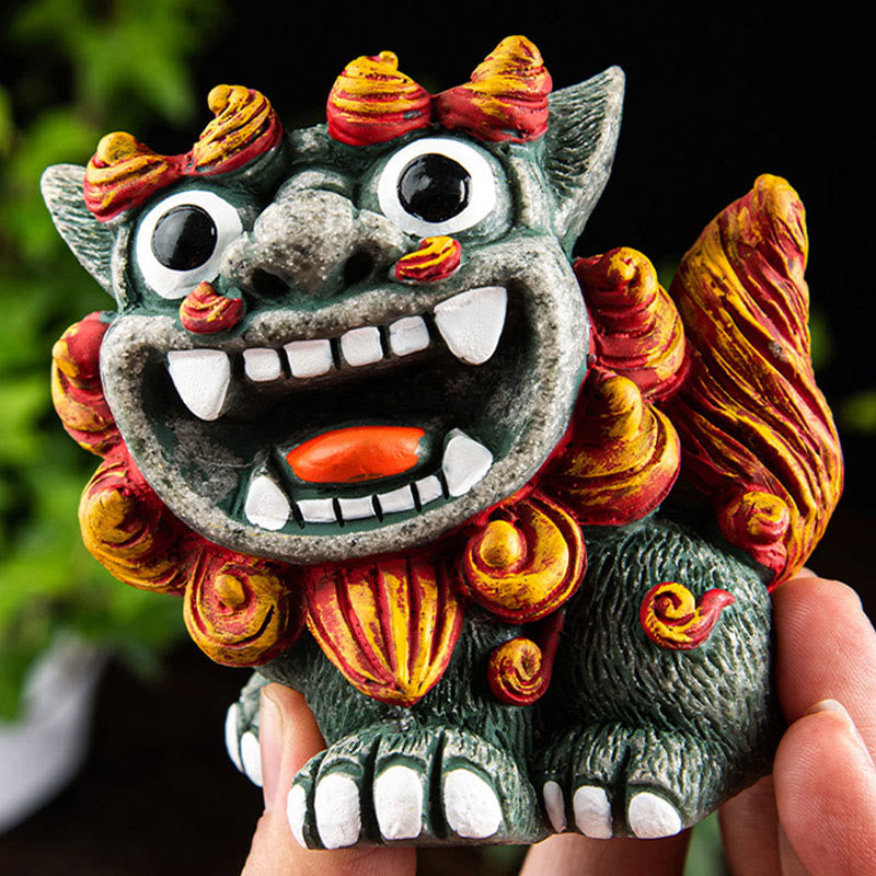 Small Pair of Resin Fu Foo Dogs | Protection Buddha Statue