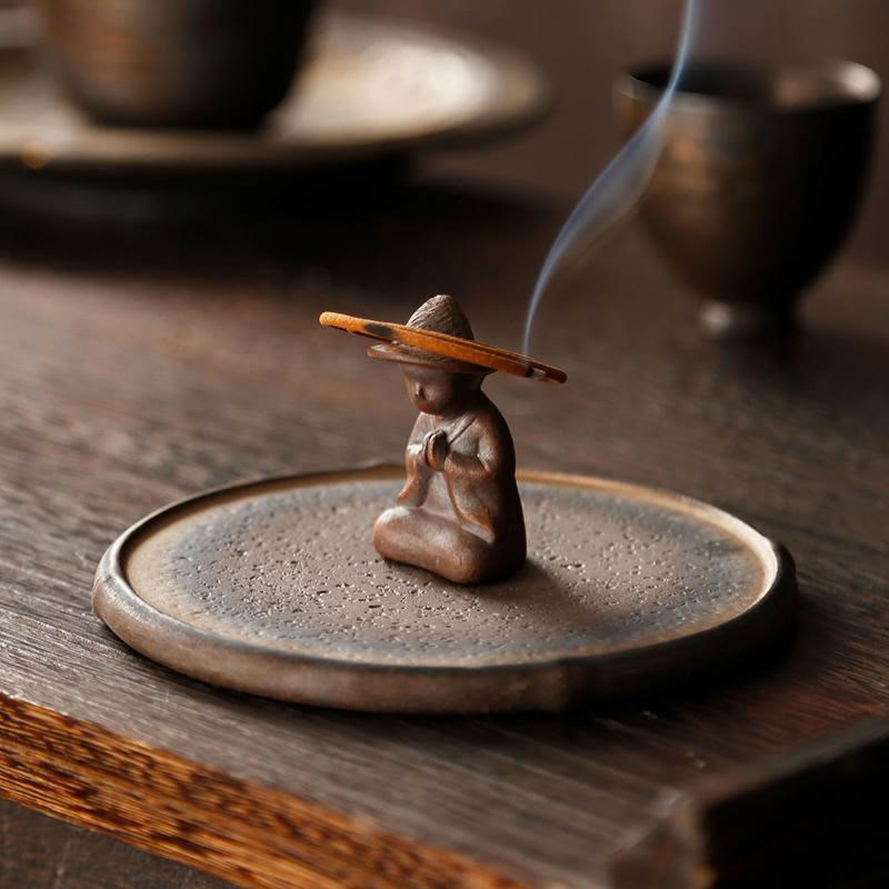 Small Person Meditation Ceramic Incense Burner