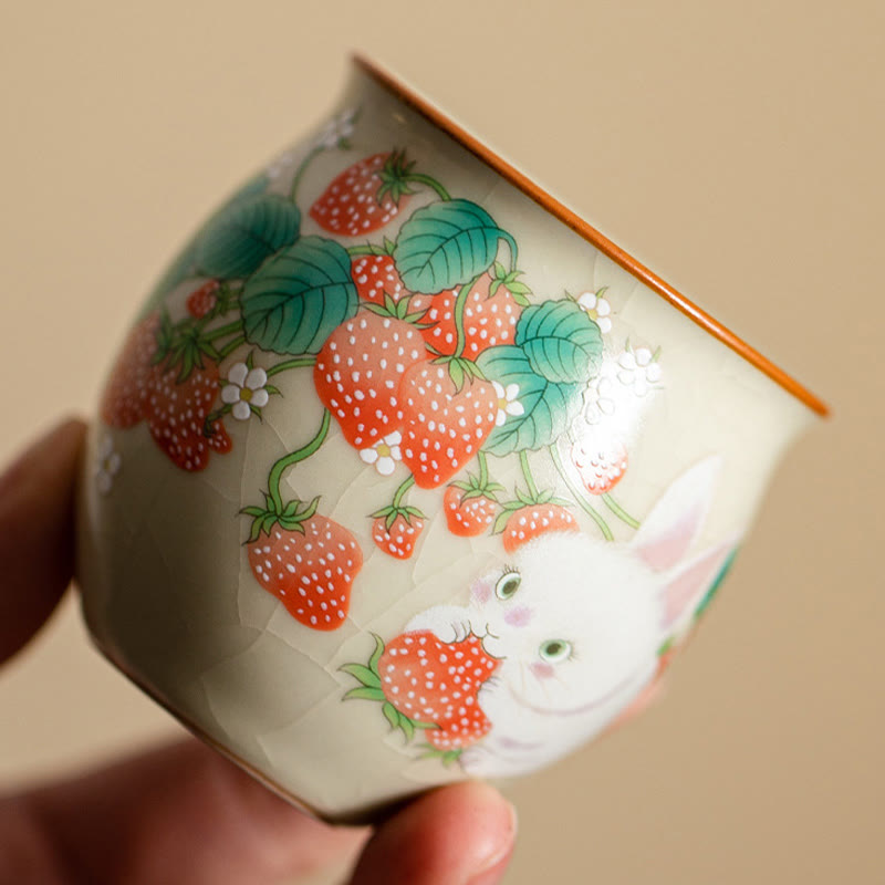 Small Rabbit Ceramic Teacup 90ml with Gift Box | Zen Decor