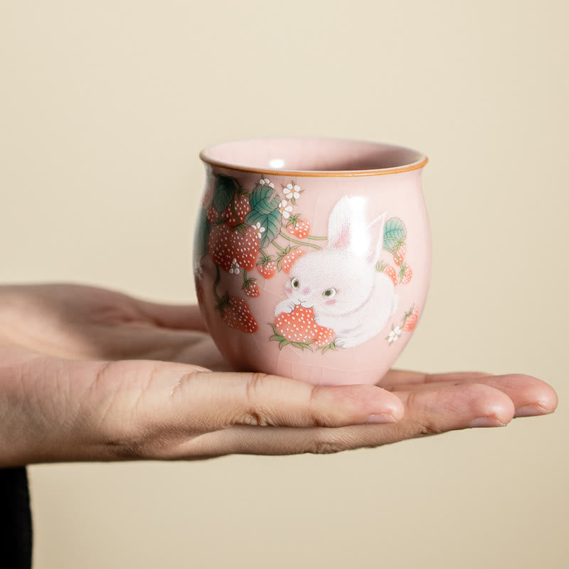 Small Rabbit Ceramic Teacup 90ml with Gift Box | Zen Decor