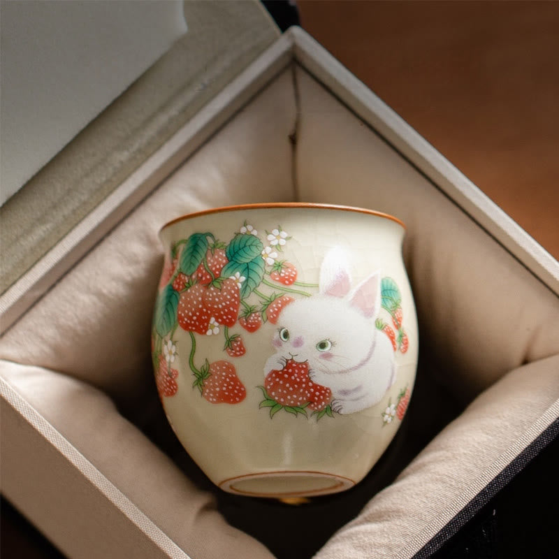 Small Rabbit Ceramic Teacup 90ml with Gift Box | Zen Decor