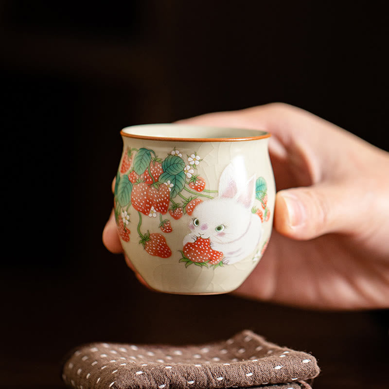 Small Rabbit Ceramic Teacup 90ml with Gift Box | Zen Decor