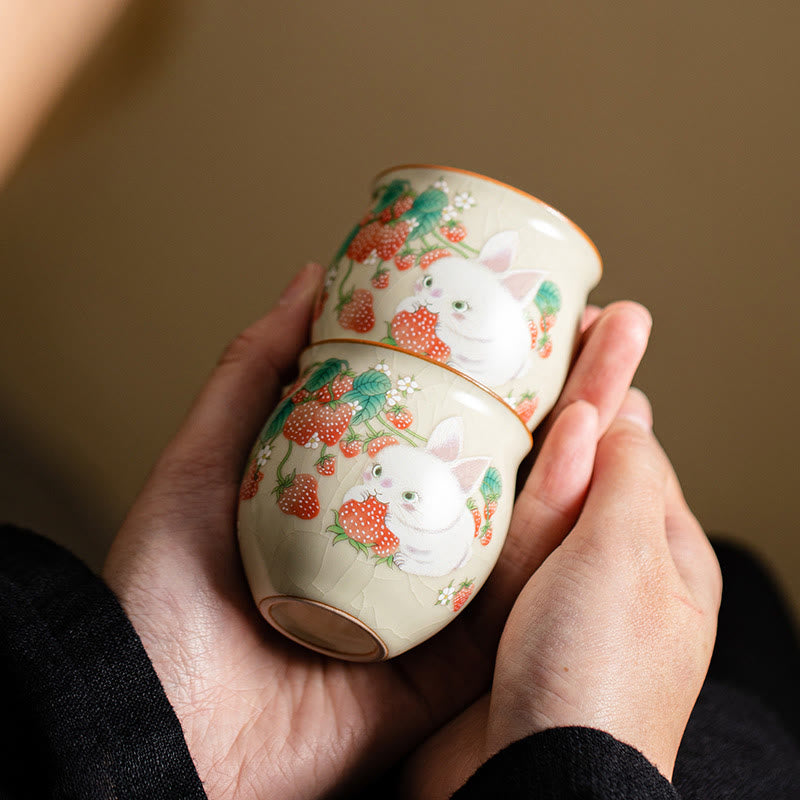 Small Rabbit Ceramic Teacup 90ml with Gift Box | Zen Decor