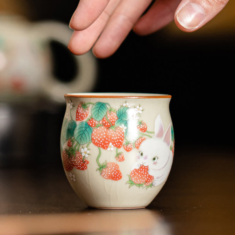 Small Rabbit Ceramic Teacup 90ml with Gift Box | Zen Decor
