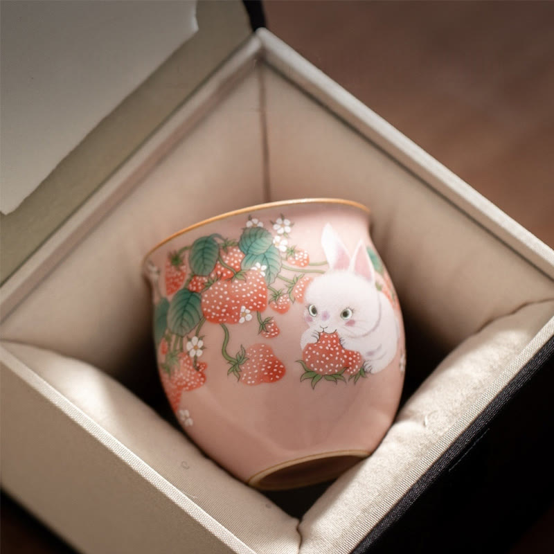 Small Rabbit Ceramic Teacup 90ml with Gift Box | Zen Decor