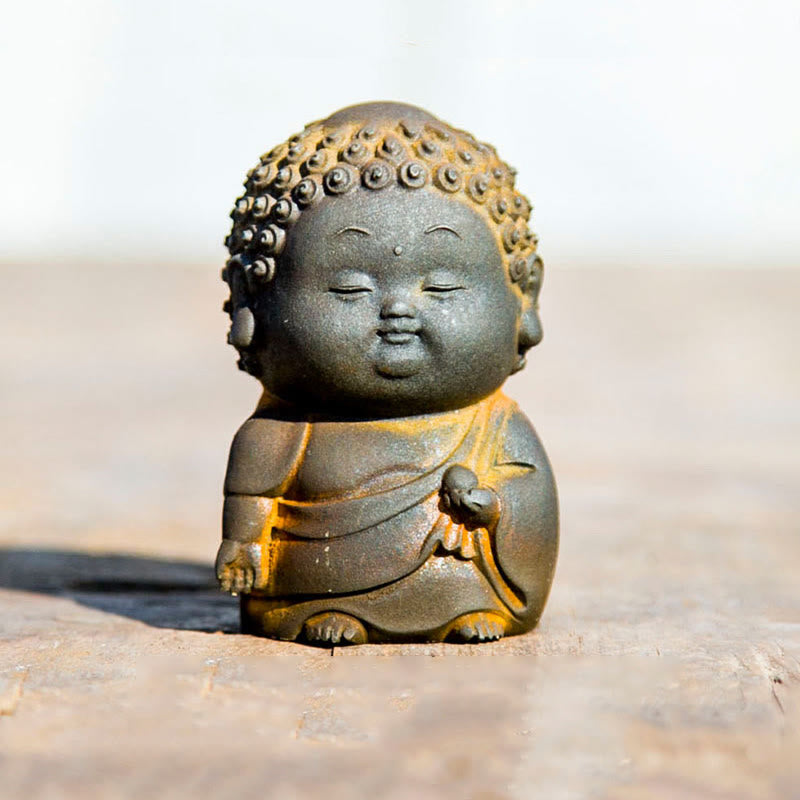 Small Standing Buddha Statue 7.5cm Iron Resin Decoration