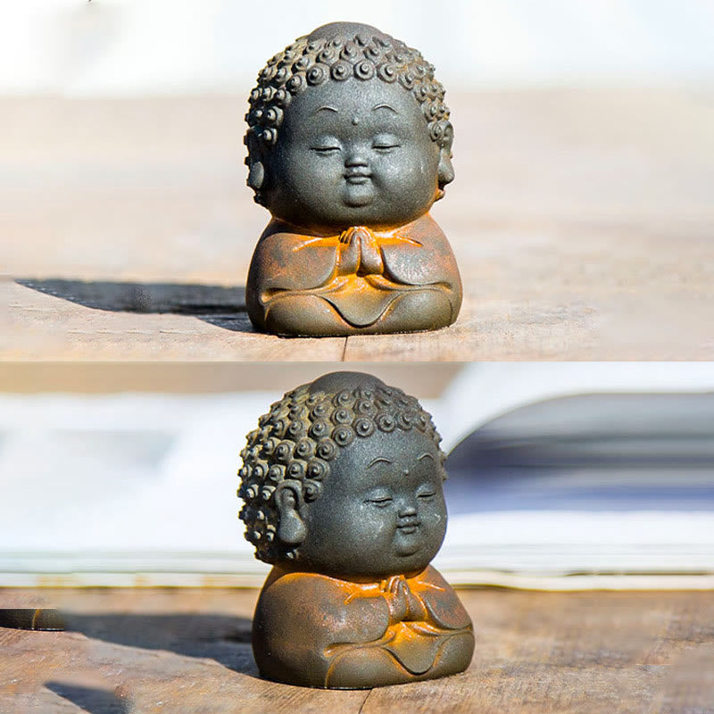 Small Standing Buddha Statue 7.5cm Iron Resin Decoration
