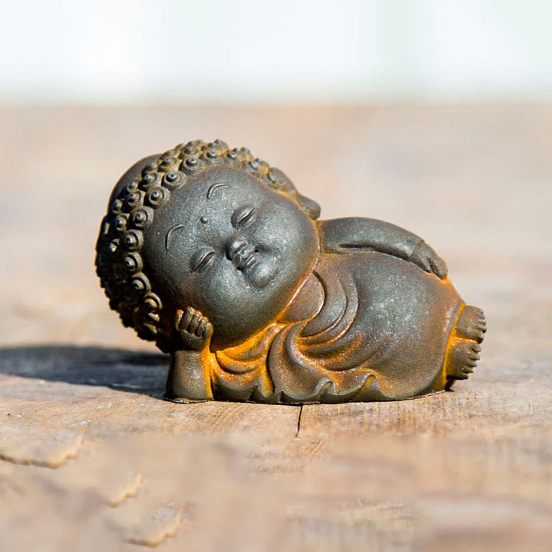 Small Standing Buddha Statue 7.5cm Iron Resin Decoration