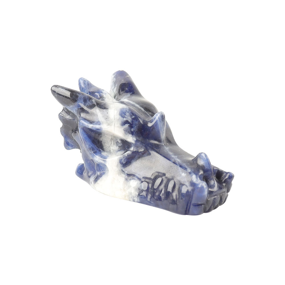 Sodalite Crystal Dragon Head Carving 2.57in Spiritual Figurine