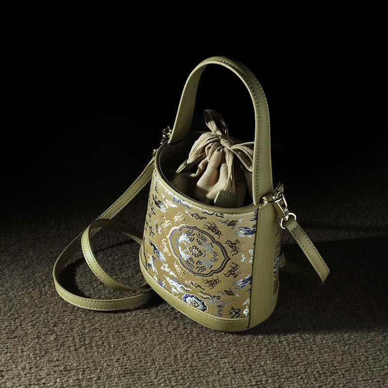 Song Brocade Crane Deer Crossbody Bag for Spiritual Harmony