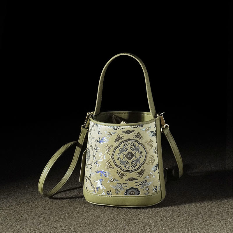 Song Brocade Crane Deer Crossbody Bag for Spiritual Harmony