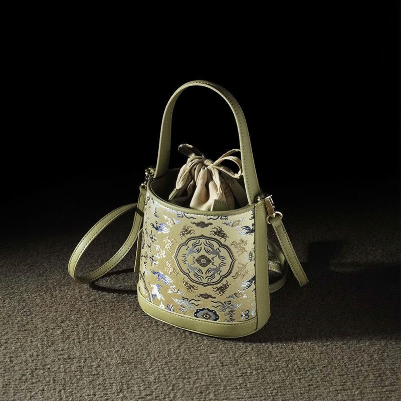 Song Brocade Crane Deer Crossbody Bag for Spiritual Harmony