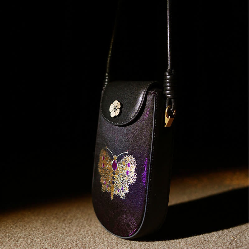 Song Brocade Retro Flower Butterfly Shoulder Bag