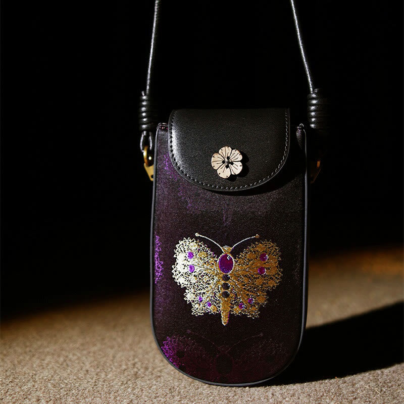Song Brocade Retro Flower Butterfly Shoulder Bag