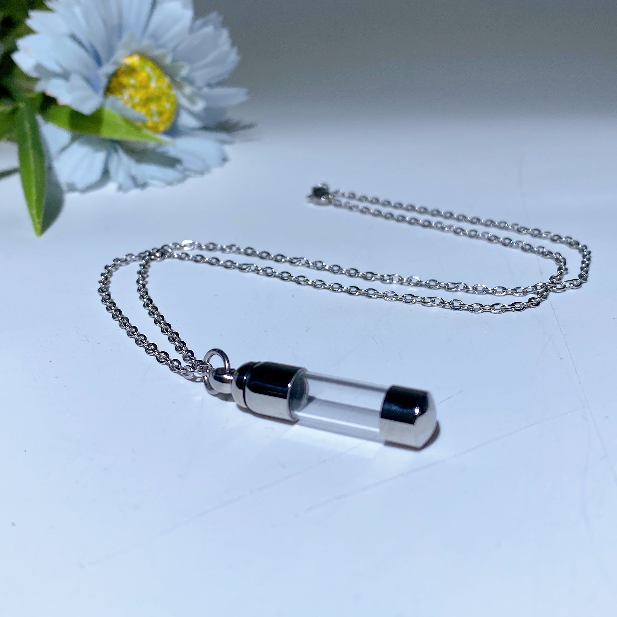 Spiritual Crystal Jar Necklace Black Gold Silver 8mm 11mm