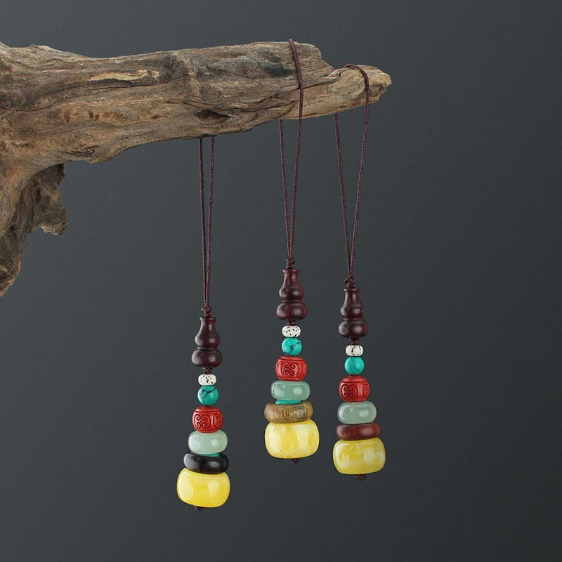 Spiritual Green Sandalwood Ebony Wood Phone Hanging Decoration