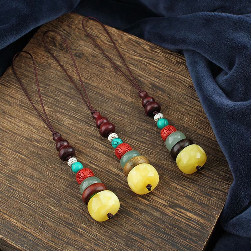 Spiritual Green Sandalwood Ebony Wood Phone Hanging Decoration