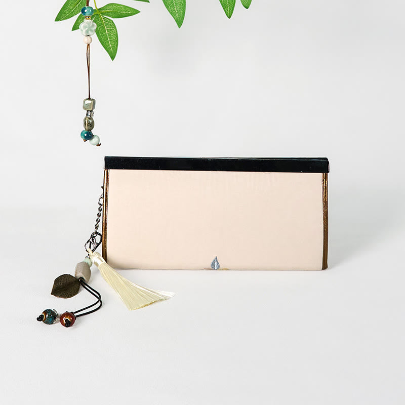 Spiritual Magnolia Embroidered Wallet | Large Capacity Purse