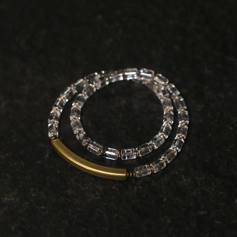 Square White Crystal Copper Bracelet for Luck & Balance