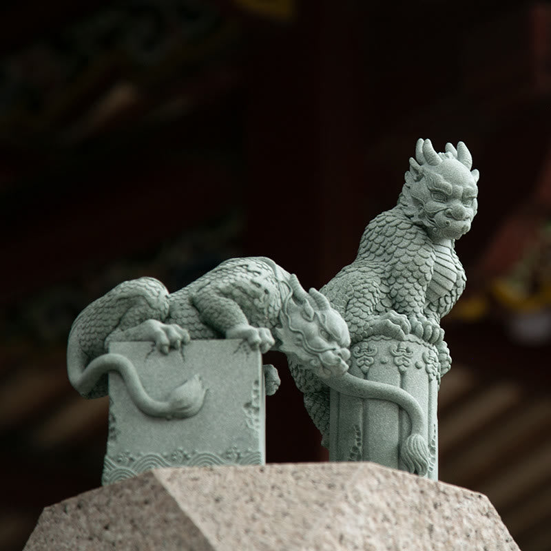 Standing Feng Shui Chinese Dragon Statue for Luck & Success