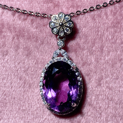Sterling Silver Amethyst Pendant for Healing & Meditation