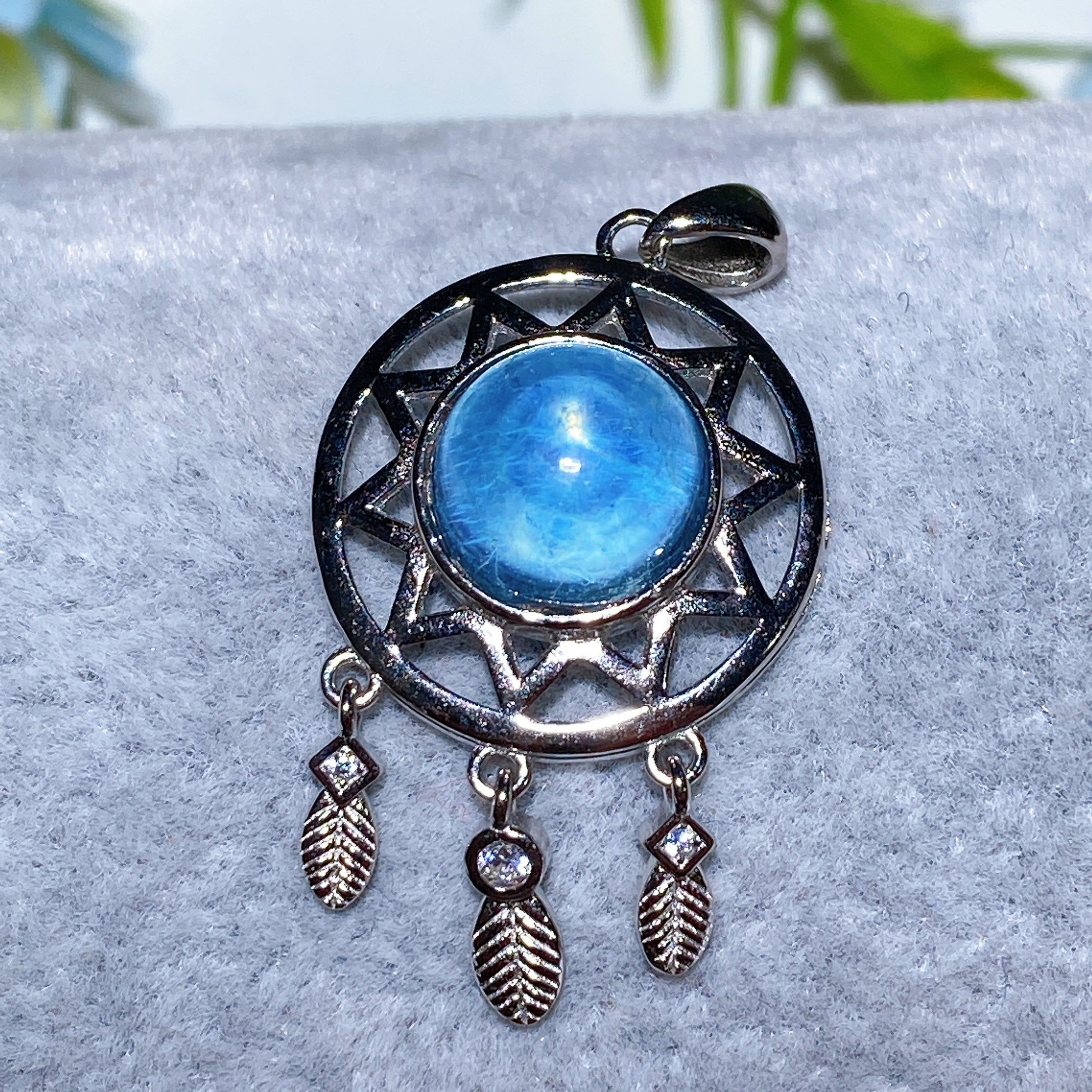 Sterling Silver Clear Quartz Pendant with Healing Crystal Gems