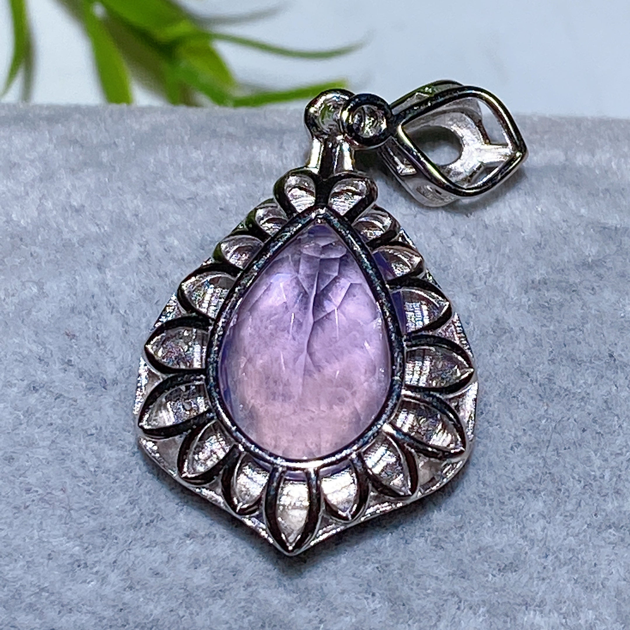 Sterling Silver Clear Quartz Pendant with Healing Crystal Gems