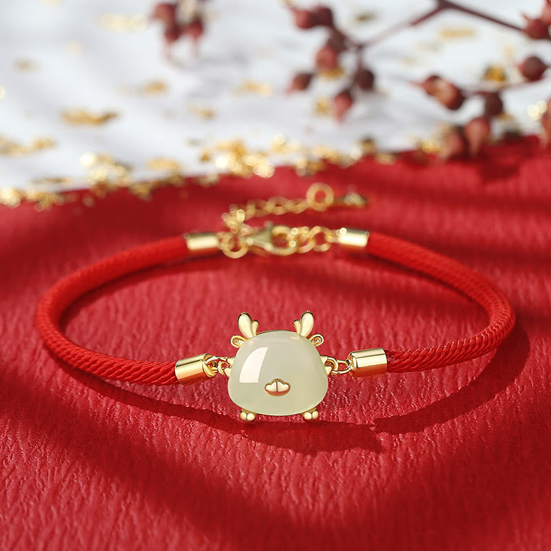 Sterling Silver Dragon Jewelry with Hetian Jade & Red Agate