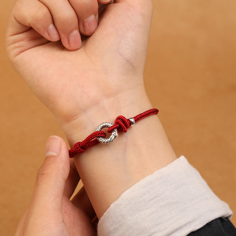 Sterling Silver Dragon Peace Buckle Bracelet