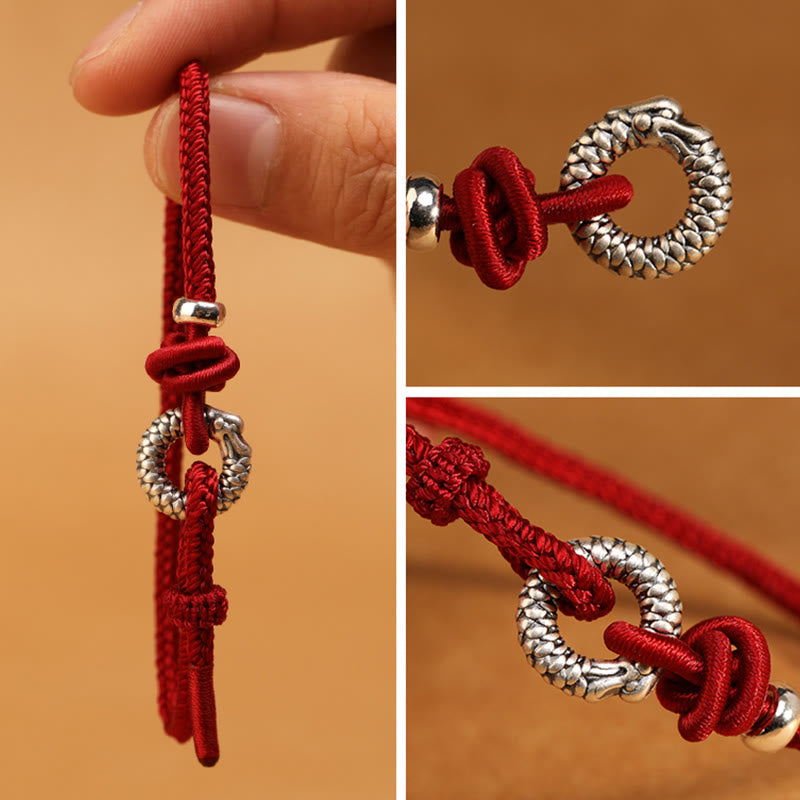 Sterling Silver Dragon Peace Buckle Bracelet