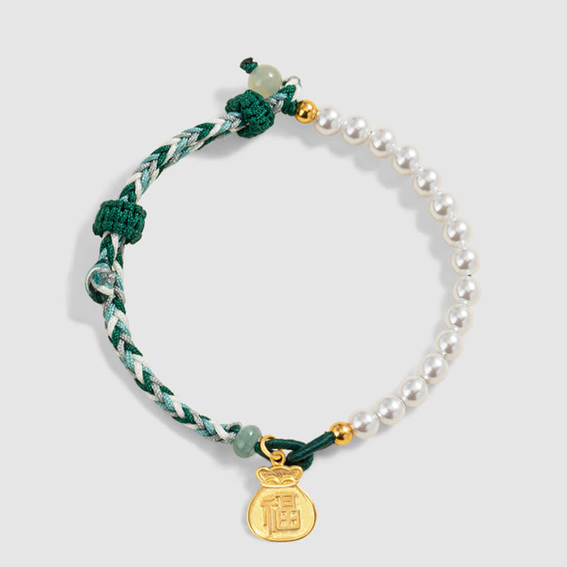 Sterling Silver Fu Pearl & Hetian Jade Wisdom Bracelet