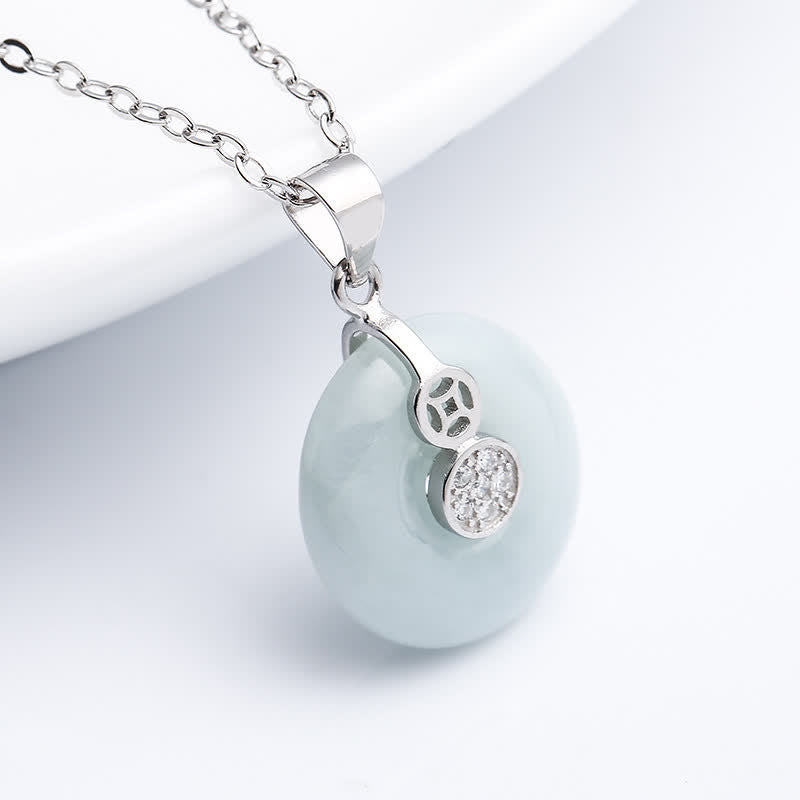 Sterling Silver Jade Peace Buckle Necklace for Luck