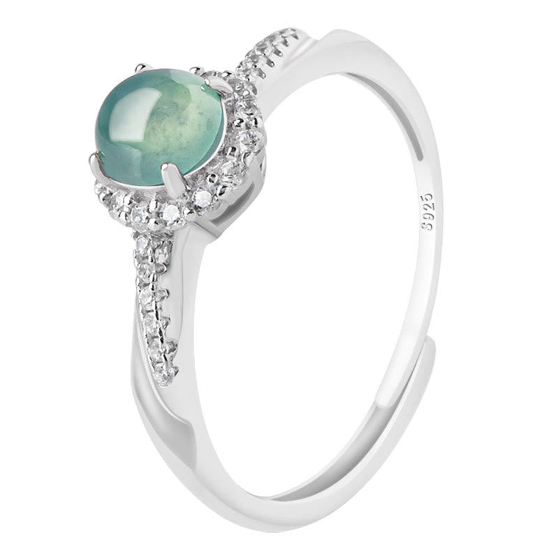 Sterling Silver Jade Prosperity Adjustable Ring